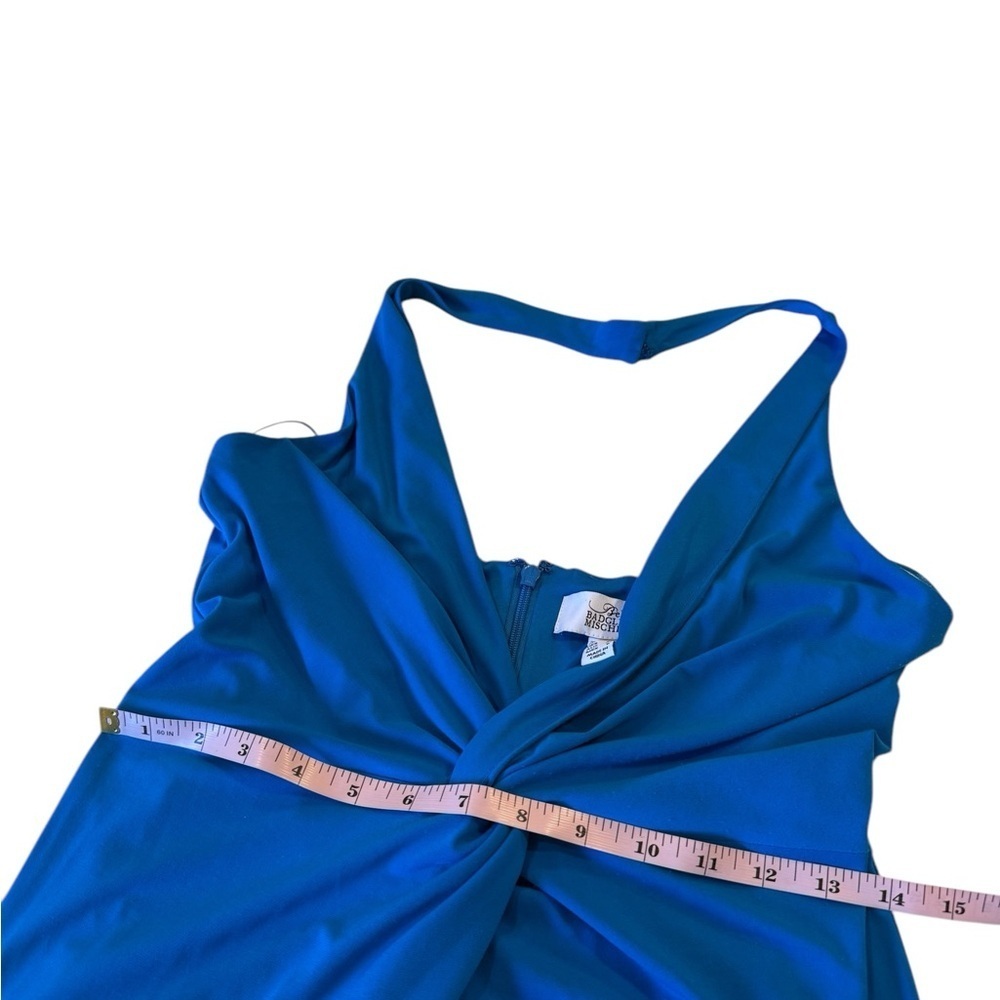 Badgley Mischka Royal Blue Halter Maxi Gown with Front Slit - Picture 11 of 15